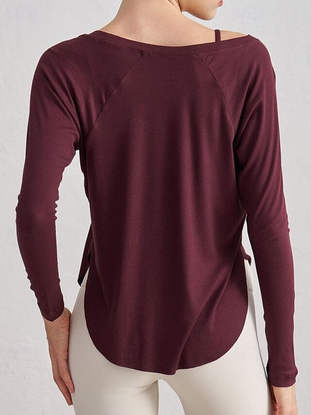 Women's Raglan T Shirt Sports T-Shirt Knit Tee Textured