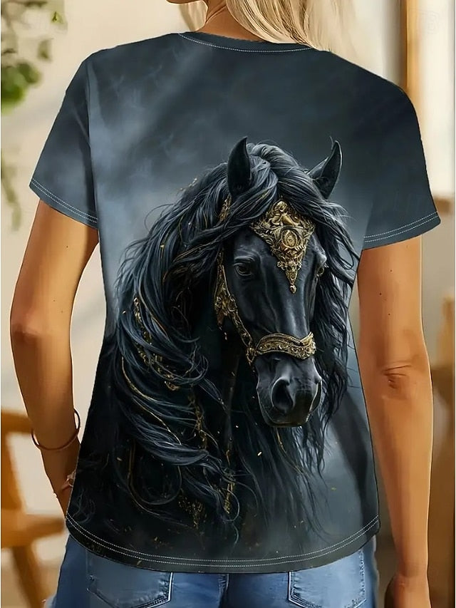 Women's T Shirt Print Graphic Animal Horse Vintage Fashion