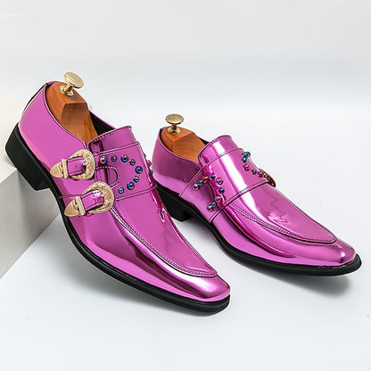 Metallic Loafers – Men's Fashion Shoes Pink Buckle