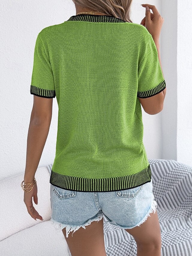 Women's Ribbed Knit Tops T Shirt Tee Top Pocket Graphic