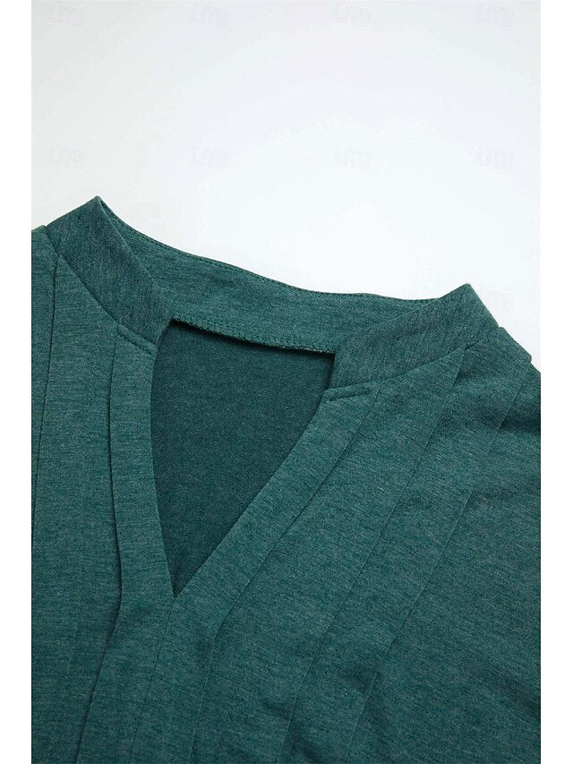 Women's Tunic Dressy Tops Lace Pleated Solid Color Plain