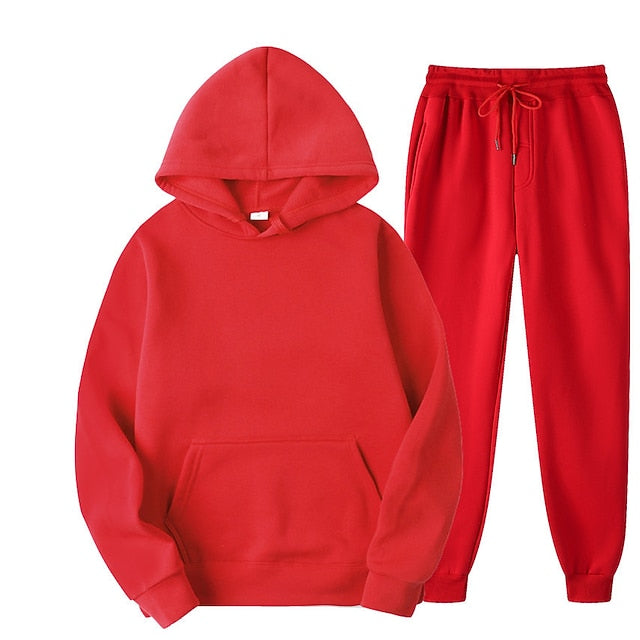 Women's Solid Color Hoodie Jogger Tracksuit Set Long Sleeve