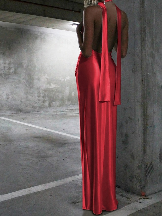 Women's Long Dress Maxi Dress Satin Dress Black Dress Prom