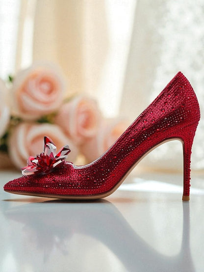 Crystal High Women's Sparkly Pumps Gold Embellished - Heel