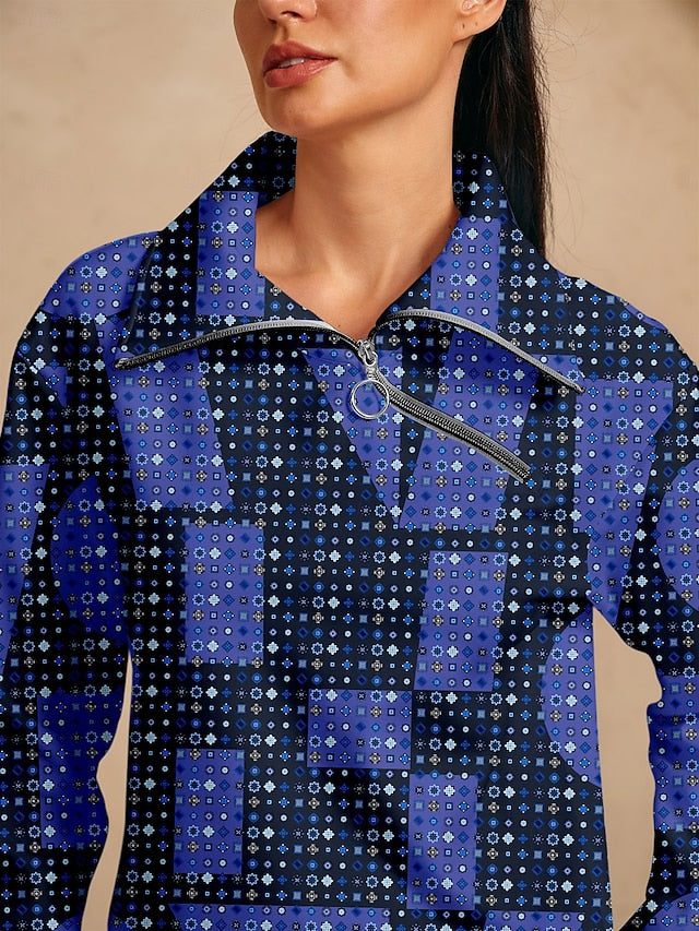 Women's Golf Pullover Sweatshirt Navy Blue Long Sleeve Top