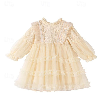 Kids Color Girl Long Solid Girls' Party Dress Flower