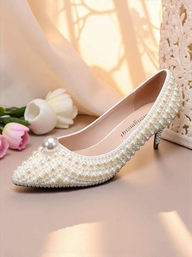 Pumps Pearl-Embellished Heel and Matching Women's Kitten