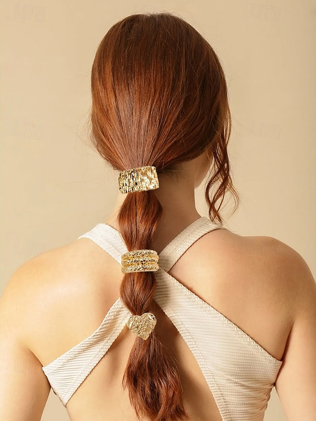 Band Hair Scrunchies Tone Gold Elastic Women's with -