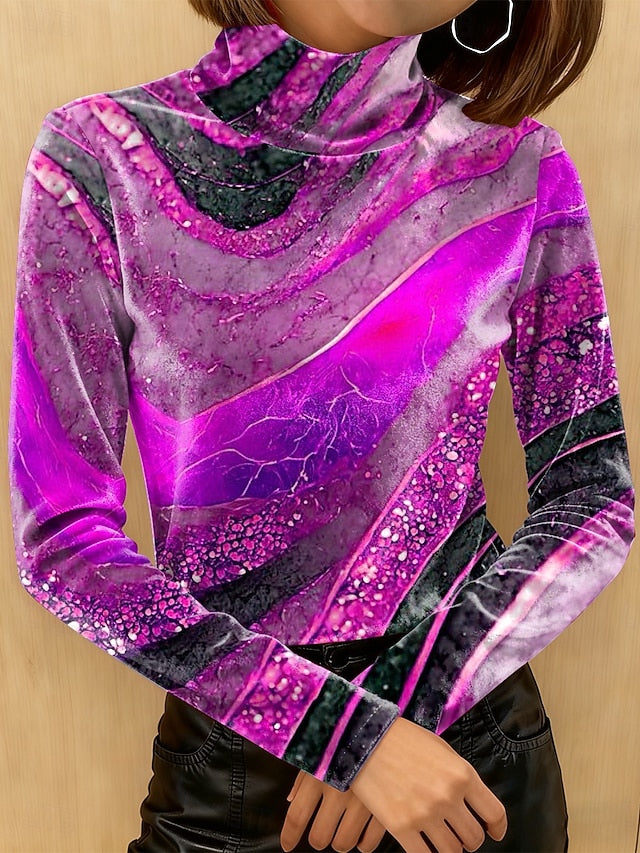 Women's Tee Print Graphic Abstract Geometry Elegant Vintage