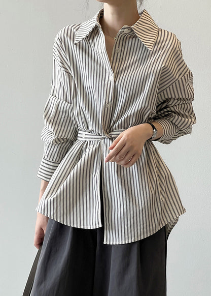 Pan Cotton Collar Fall Striped Peter French Shirt Button