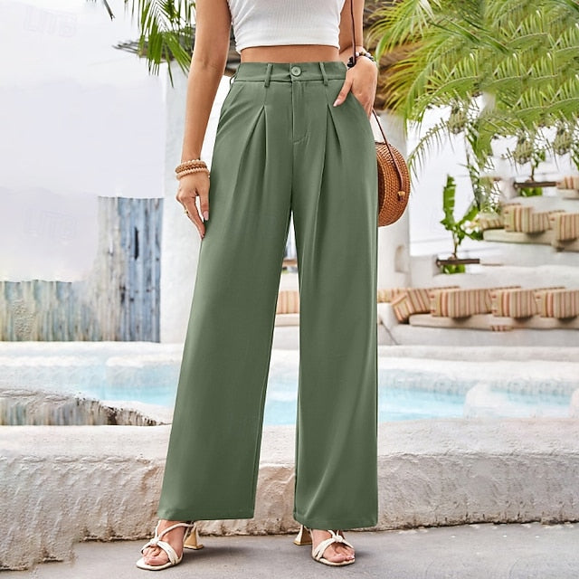 Women's Wide Leg Slacks Streetwear Casual Full Length
