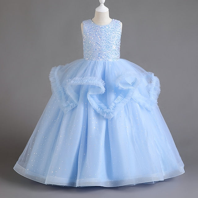 Sequin Solid Girls' Kids Color Dress Sleeveless Party