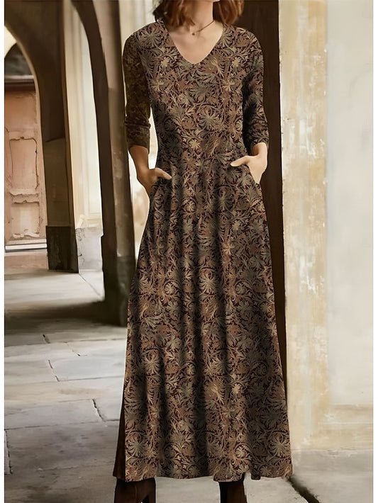 Women's Winter Dress T Shirt Dress Tee Dress Floral Tribal
