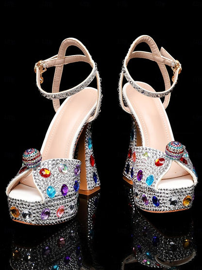 with Women's Rhinestone Platform Matching Sandals High Heel