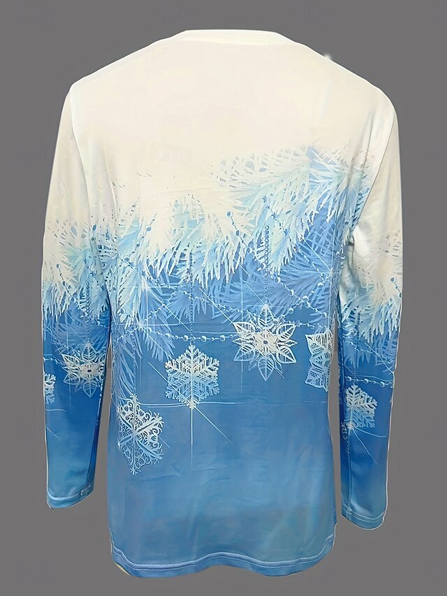 Women's T Shirt Print Ombre Graphic Snowflake Vintage