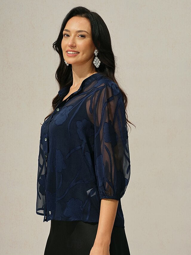 Women's Blouse Button-Up Shirt with Camisole Floral