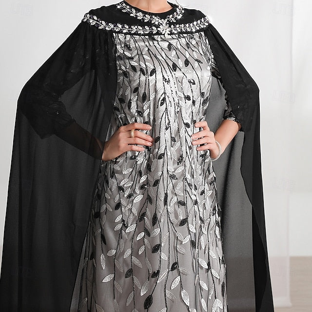 A-Line Dress Cape Neck of Mother Crew Elegant the Bride