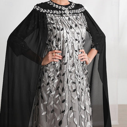 A-Line Dress Cape Neck of Mother Crew Elegant the Bride