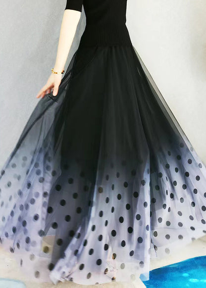 Color High Large Waist Hem Skirts French Exra Gradient Tulle