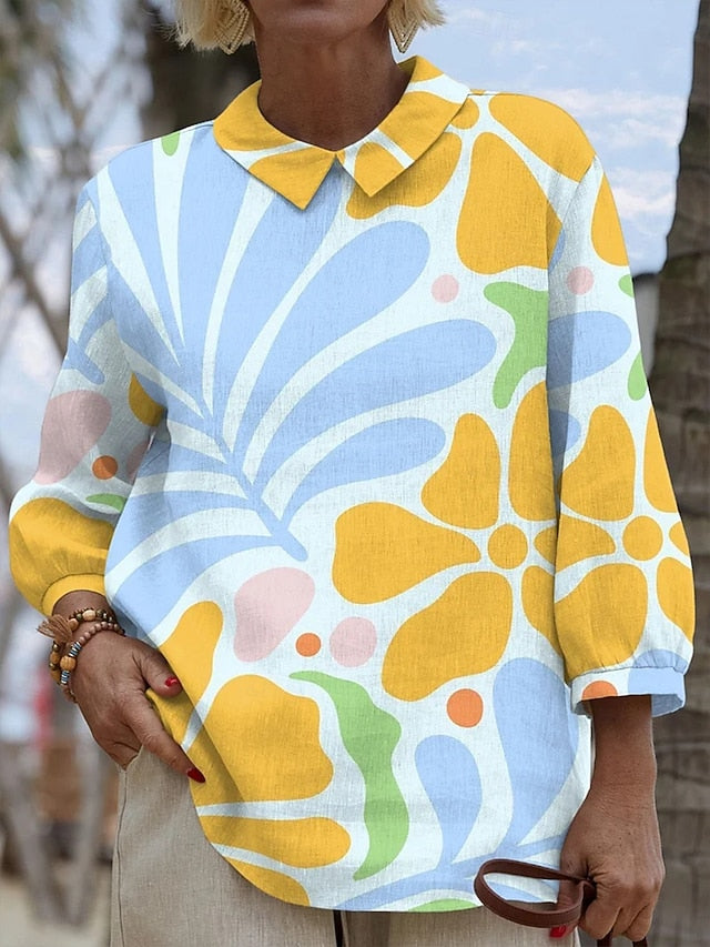 Women's Blouse Buttons Print Floral Graphic Vintage Daily