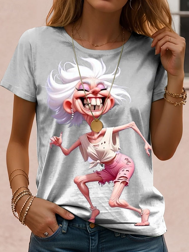 Women's T Shirt Print Ombre Graphic Cartoon Vintage Stylish