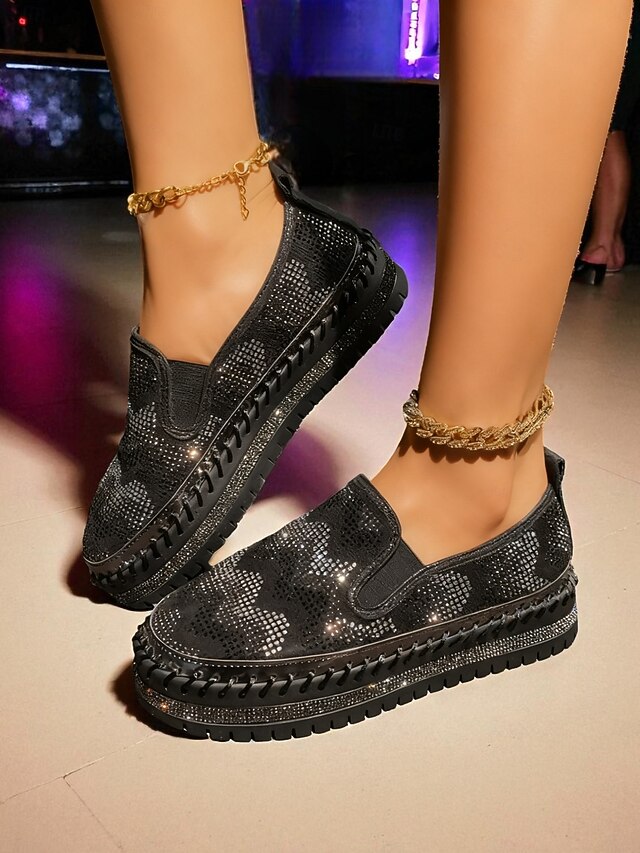 with Slip-On Platform Glitter Sneakers Mesh Women's