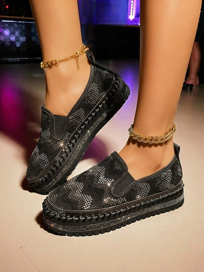 with Slip-On Platform Glitter Sneakers Mesh Women's