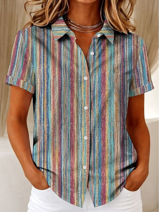 Women's Shirt Short Sleeve Graphic Geometric Striped