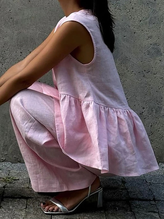 Women's Pants Sets Bolero Top Sleeveless V Neck Plain