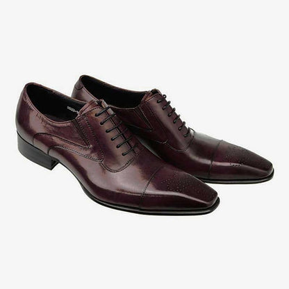 Black Oxford Leather Classic Cap Faux Men's Shoes