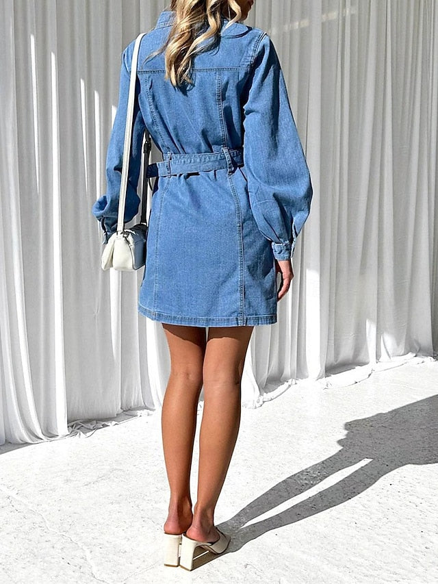 Women's Denim Dress Shirt Dress Mini Dress Date Vacation