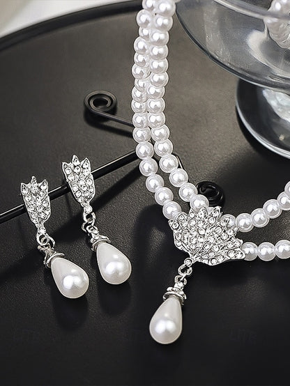 Set Double-Layer Elegant Necklace – Jewelry Bridal Pearl