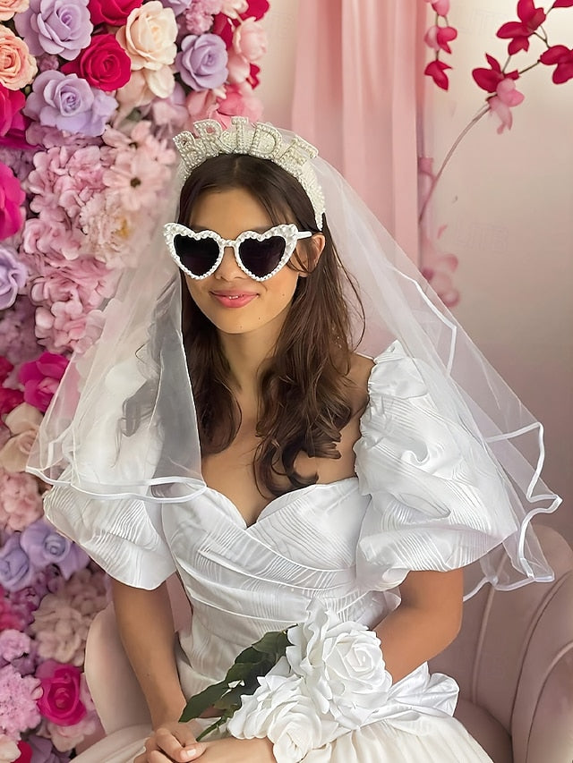 'BRIDE' with Headband Veil – Pearl-Embellished