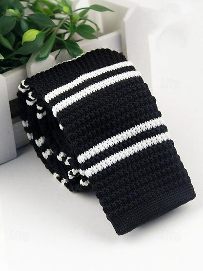Stylish Christmas Men's Woven - Tie Knit Neck Stripe