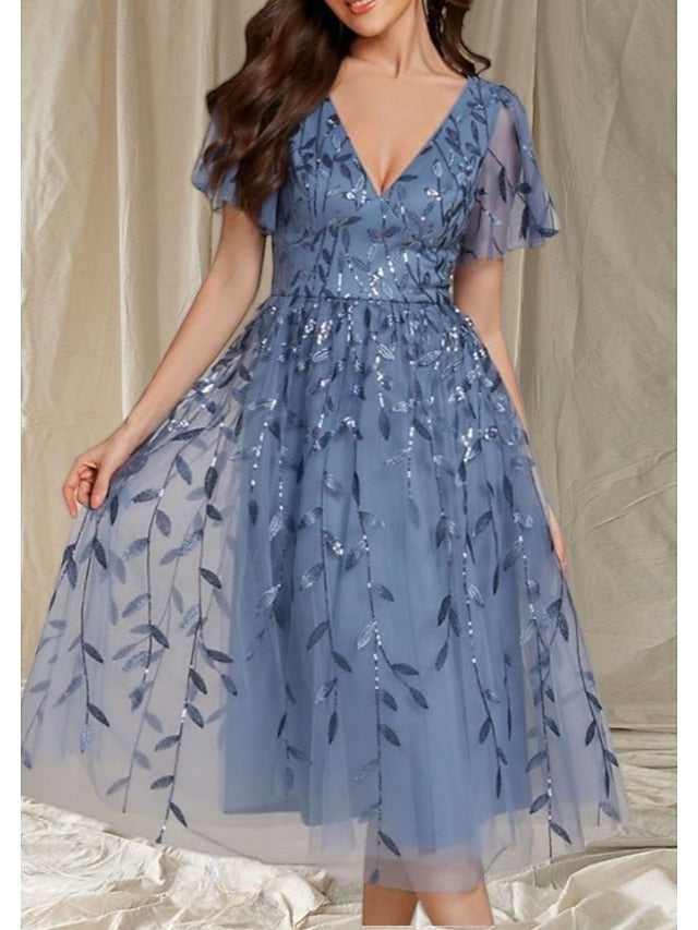 of Neck Bride Elegant V Wedding Guest Dress A-Line Mother the