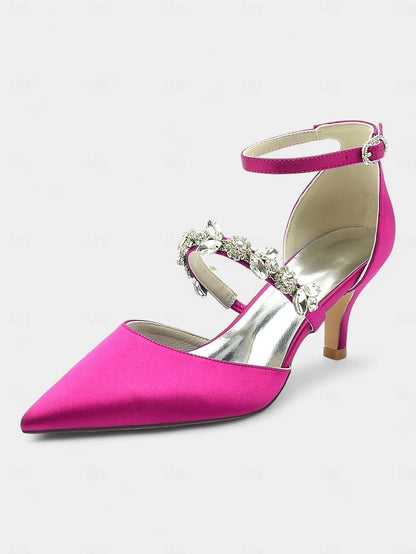 Black Satin with Embellishments Women's - Heels Rhinestone