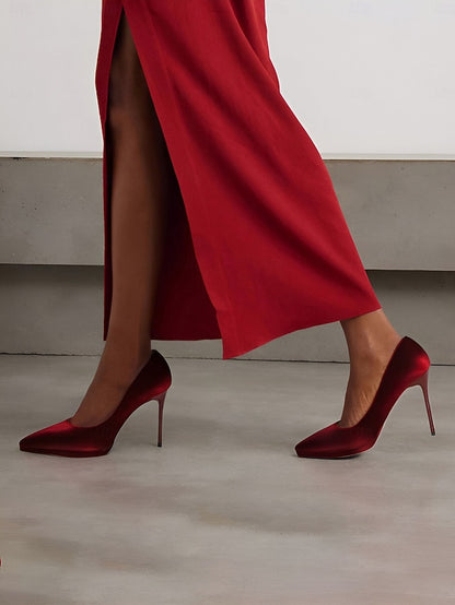 with Heel Pumps and Stiletto Burgundy Velvet Women's