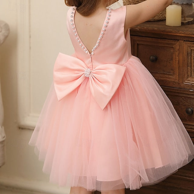 Wedding Dress Sleeveless Color Party Kids Girls' Solid