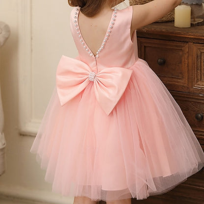 Wedding Dress Sleeveless Color Party Kids Girls' Solid