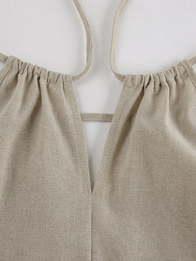 Women's Two Piece Sets Camis Pants Sets Sleeveless Halter