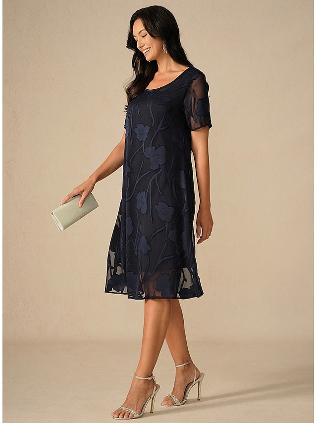 Women's Knee Length Dress Chiffon Dress Elegant Casual