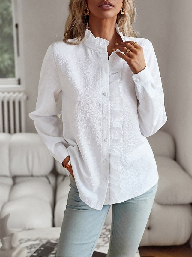 Women's Casual Shirt Button Up Shirt Blouse Buttons Print