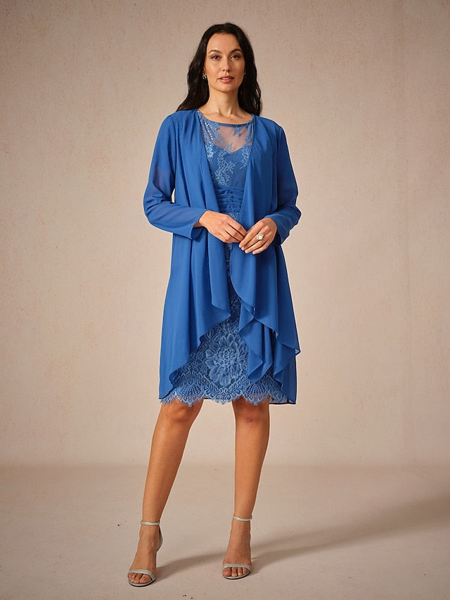 Women's Wedding Guest Jacket Dress Lace Dress Chiffon Dress