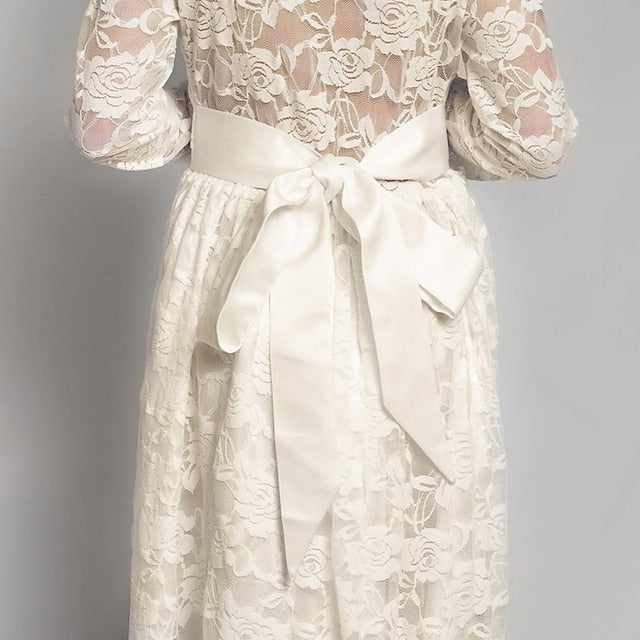 Girls' Solid Kids Colored Flower Long Dress Girl