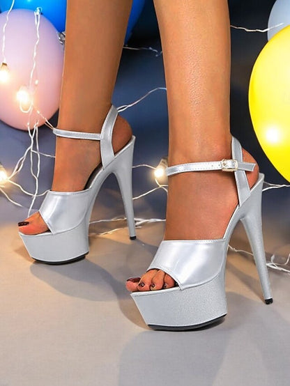 Women Platform for Sandals Toe Leather Red Patent Peep -