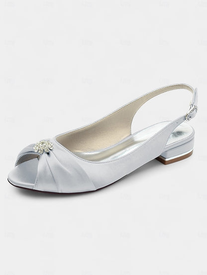 Slingback Wedding Crystal Satin with Women's Heels