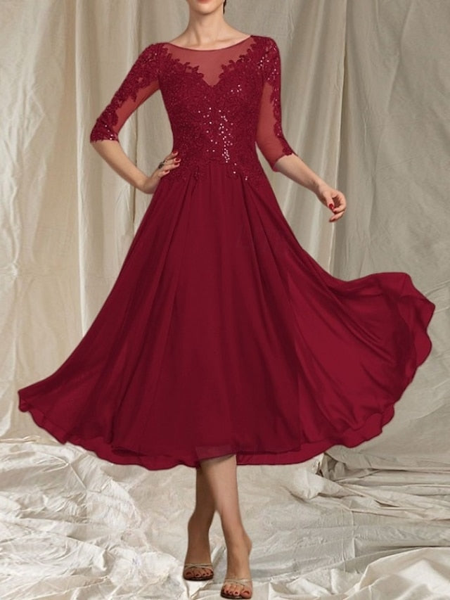 Wedding of Dress Bride the Elegant Neck Mother A-Line Crew Guest