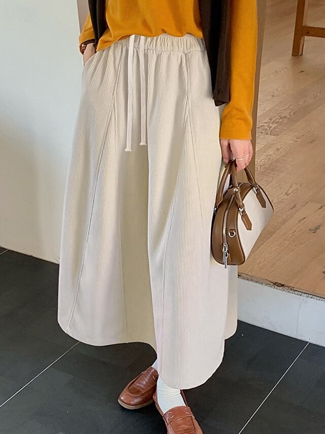 Women's Casual Maxi High Waist Skirts Plain Drawstring