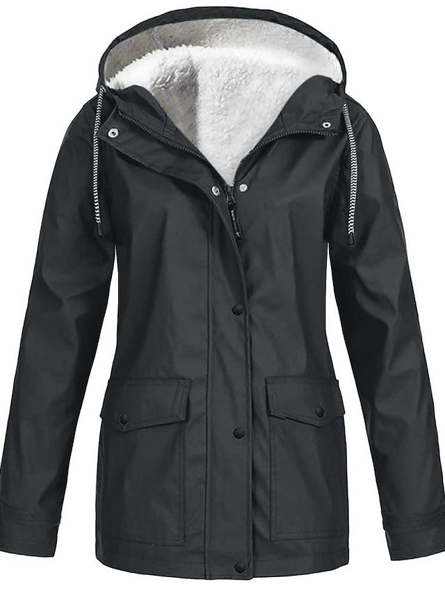 Women's Rain Jacket Raincoat Hiking Fleece Jacket Winter