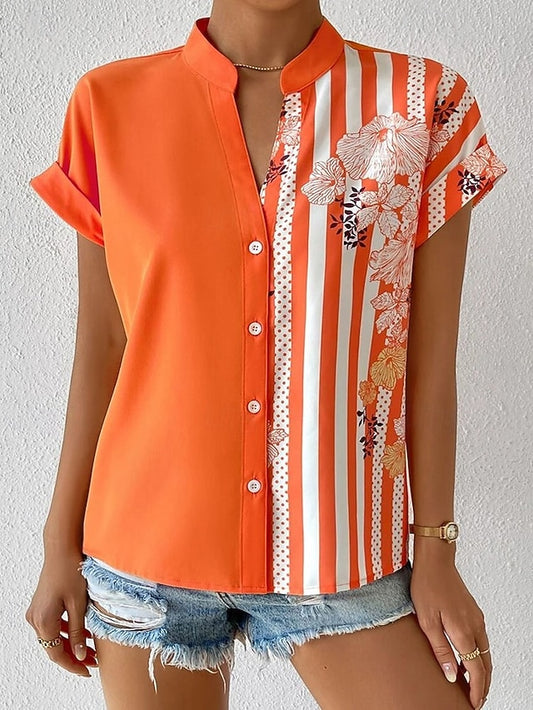 Women's Shirt Blouse Patchwork Graphic Color Block Vintage
